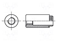 Insert nut; round; M3; steel; Plating: zinc; 2mm; BN 3308; push-on BOSSARD