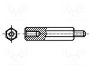 Screwed spacer sleeve; 14mm; Int.thread: M4; Ext.thread: M4; steel DREMEC