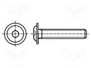 Screw; with flange; M6x40; 1; Head: button; hex key; HEX 4mm; steel BOSSARD