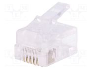 Plug; RJ12; PIN: 6; unshielded; gold-plated; Layout: 6p6c; for cable LOGILINK