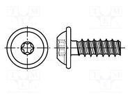 Screw; for plastic; 2.2x6; Head: button; Torx® PLUS; 6IP; steel BOSSARD