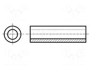 Spacer sleeve; 19.09mm; cylindrical; brass; nickel; Øint: 3.05mm KEYSTONE