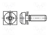 Screw; with washer; M3x8; 0.5; Pozidriv,slotted; 0,6mm,PZ1; steel BOSSARD