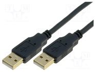 Cable; USB 2.0; USB A plug,both sides; gold-plated; 5m; black; PVC VCOM