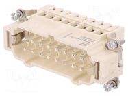 Connector: HDC; contact insert; male; 16A; 400V; Han® High Temp HARTING
