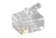 RJ12 Modular Plug for Round Cables,  6-Pin, RJ12 male (6P6C), transparent - to crimp onto telephone round cabless, unshielded