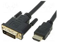 Cable; DVI-D (24+1) plug,HDMI plug; PVC; 3m; black VCOM