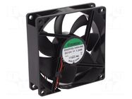 Fan: DC; axial; 12VDC; 92x92x25mm; 66.76m3/h; 28dBA; slide; 24AWG SUNON