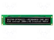 Display: OLED; alphanumeric; 40x2; Dim: 182x38.5x9.3mm; white; 2x8 RAYSTAR OPTRONICS