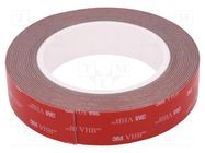 Tape: fixing; W: 25mm; L: 5.5m; Thk: 1.1mm; acrylic; grey; max.230°C 3M