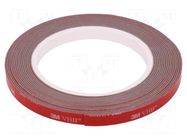 Tape: fixing; W: 9mm; L: 5m; Thk: 1.1mm; acrylic; grey; max.230°C 3M