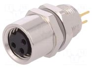 Connector: M8; female; PIN: 3; 60V; IP67; unshielded; socket TE Connectivity