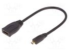 Cable; HDMI 1.4; HDMI socket,micro HDMI plug; PVC; 0.2m; black QOLTEC
