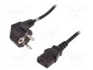 Cable; 3x0.75mm2; CEE 7/7 (E/F) plug angled,IEC C13 female QOLTEC