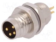 Connector: M8; male; PIN: 4; unshielded; socket; IP67; 30V; 2.5÷3.5mm 