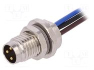 Connector: M8; Len: 0.2m; male; PIN: 3; socket; IP67; 60V TE Connectivity