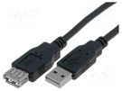 Cable; USB 2.0; USB A socket,USB A plug; nickel plated; 1.5m VCOM