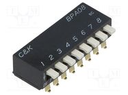 Switch: DIP-SWITCH; Poles number: 8; OFF-ON; 0.025A/24VDC; Pos: 2 C&K