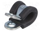 Fixing clamp; ØBundle : 6mm; W: 9mm; steel; Cover material: EPDM MPC INDUSTRIES