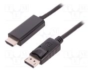 Cable; DisplayPort 1.1; DisplayPort plug,HDMI plug; 3m; black 