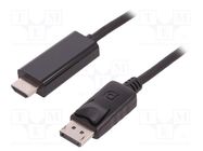 Cable; DisplayPort 1.2; DisplayPort plug,HDMI plug; 2m; black QOLTEC