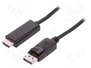 Cable; DisplayPort 1.2; DisplayPort plug,HDMI plug; 3m; black QOLTEC
