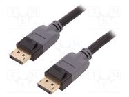 Cable; DisplayPort 1.3; DisplayPort plug,both sides; 3m; black QOLTEC