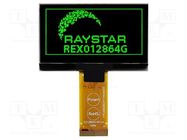 Display: OLED; graphical; 2.42"; 128x64; Dim: 60.5x37x2.15mm; green RAYSTAR OPTRONICS