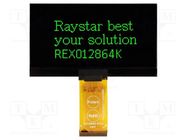 Display: OLED; graphical; 2.7"; 128x64; Dim: 73x41.86x2.15mm; green RAYSTAR OPTRONICS