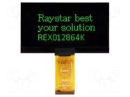 Display: OLED; graphical; 2.7"; 128x64; Dim: 73x41.86x2.15mm; green RAYSTAR OPTRONICS