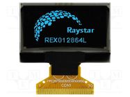 Display: OLED; graphical; 1.28"; 128x64; Dim: 34.5x23x1.65mm; blue RAYSTAR OPTRONICS