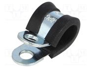 Fixing clamp; ØBundle : 12mm; W: 15mm; steel; Cover material: EPDM MPC INDUSTRIES