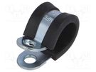 Fixing clamp; ØBundle : 15mm; W: 15mm; steel; Cover material: EPDM MPC INDUSTRIES