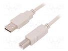 Cable; USB 2.0; USB A plug,USB B plug; 3m; white QOLTEC