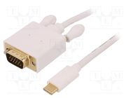Adapter; USB 3.1; D-Sub 15pin HD plug,USB C plug; 2m; white QOLTEC