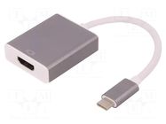 Adapter; USB 3.1; HDMI socket,USB C plug; 0.18m; white; aluminium QOLTEC