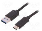 Cable; USB 3.0; USB A plug,USB C plug; 1.5m QOLTEC