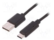 Cable; USB 2.0; USB A plug,USB C plug; 1.8m QOLTEC