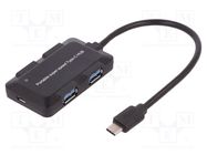 Hub USB; USB A socket x4,USB C plug; USB 3.1; black; 10Gbps; 0.2m QOLTEC