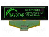 Display: OLED; graphical; 3.12"; 256x64; Dim: 88x27.8x2.05mm; green RAYSTAR OPTRONICS