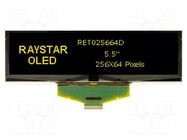 Display: OLED; graphical; 5.5"; 256x64; Dim: 146x45x2.05mm; yellow RAYSTAR OPTRONICS