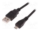 Cable; USB 2.0; USB A plug,USB B micro plug; 1.8m; black QOLTEC