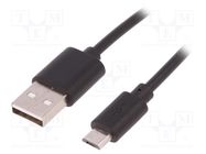 Cable; USB 2.0; USB A plug,USB B micro plug; 0.25m; black 