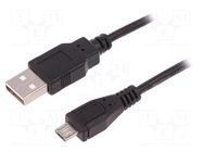 Cable; USB 2.0; USB A plug,USB B micro plug; 1m; black QOLTEC