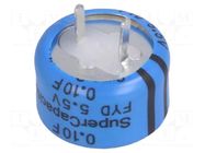 Supercapacitor; THT; 0.1F; 5.5VDC; -20÷80%; Body dim: Ø13x8.5mm KEMET