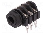 Connector: Jack 6,3mm; socket; female; stereo,high; ways: 3; THT NINIGI