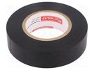 Tape: electrical insulating; W: 19mm; L: 20m; Thk: 0.15mm; black PLYMOUTH