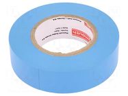 Tape: electrical insulating; W: 19mm; L: 20m; Thk: 0.15mm; blue; 220% PLYMOUTH