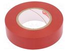 Tape: electrical insulating; W: 19mm; L: 20m; Thk: 0.15mm; red; 220% PLYMOUTH