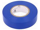 Tape: electrical insulating; W: 19mm; L: 20m; Thk: 0.18mm; blue; 260% PLYMOUTH